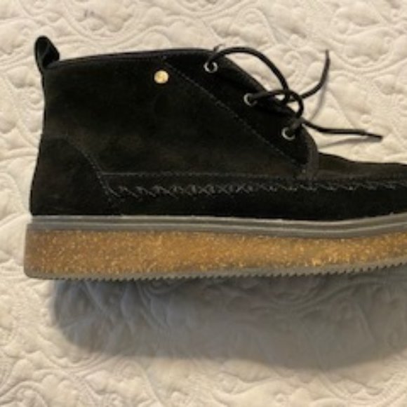 Women's Earth Elements Black Suede Faux Fur Lined Booties Size 10 - Picture 7 of 7
